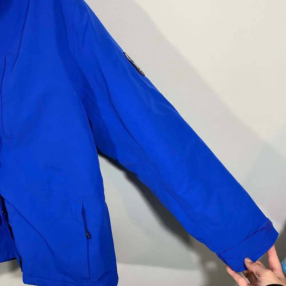 Lands' End Youth Blue Fleece Lined Nylon Squall Jacket Size M (10-12)